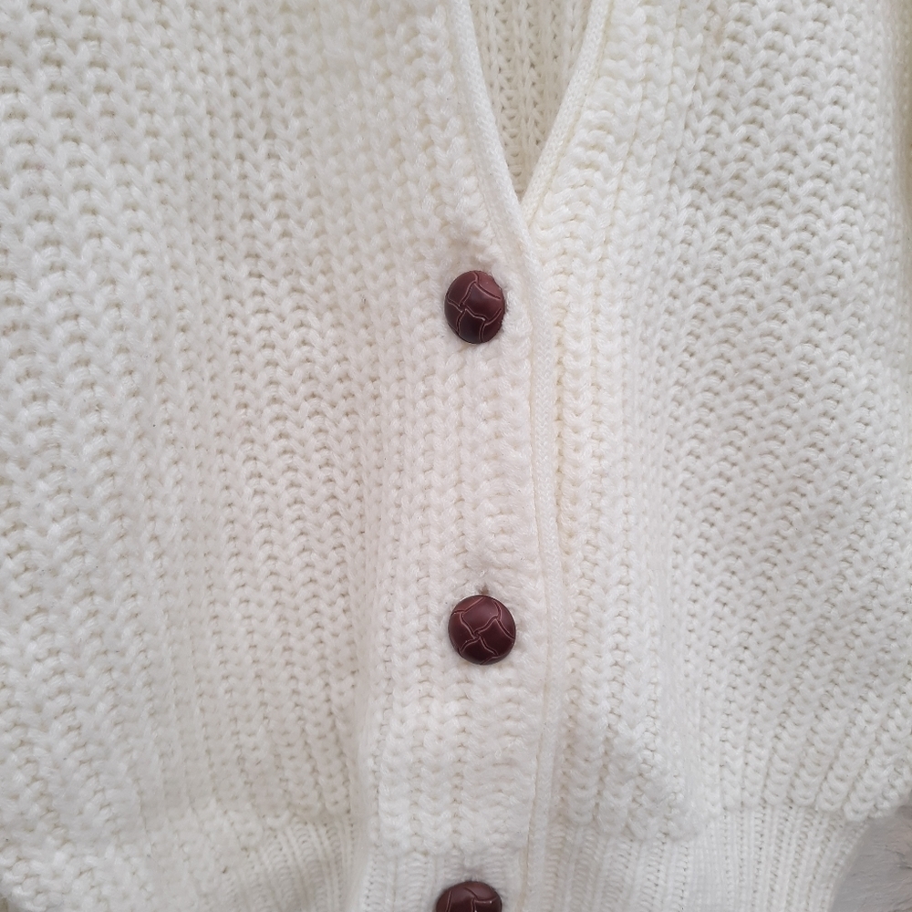 Vintage Nuggets Chunky Granny Cardigan Wood Buttons - Picture 3 of 5